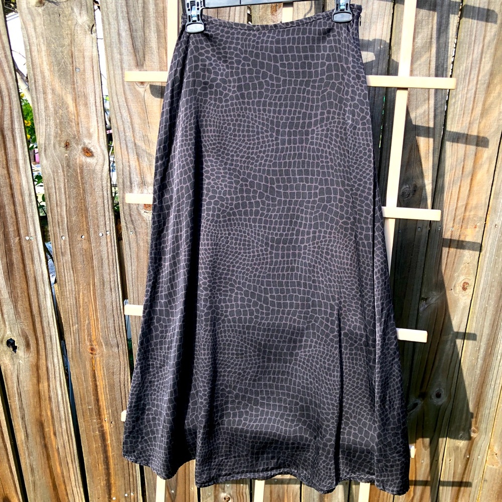 Casual Corner silk printed midi skirt brown 6